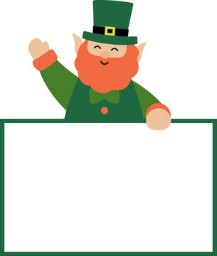 green leprechaun holding blank sign clip art preview