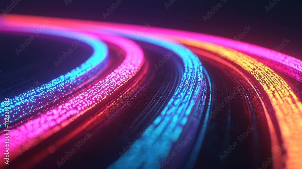 Poster genetic differences concepts. a vibrant image showcasing colorful light trails against a dark backgr