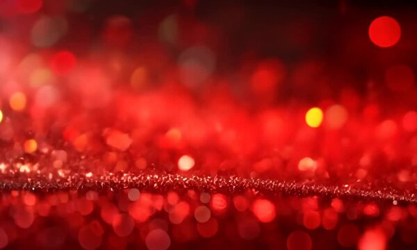 Scintillements de paillettes rouges avec effet bokeh lumineux, ambiance festive pour les f&ecirc;tes de fin d'ann&eacute;e, anniversaire, Saint-Valentin ou Nouvel An chinois. espace n&eacute;gatif copyspace