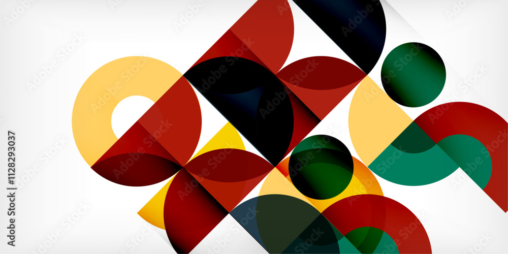 Poster Minimal geometric abstract background. Circle square and triangle design. Trendy techno business template for wallpaper, banner, background or landing