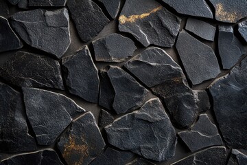 Fototapeta premium Dark, irregular slate stone wall texture. Ideal for backgrounds, construction, and design projects.