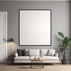 Stylish White Photo Frame Mockup on Plain Background