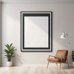 Stylish White Photo Frame Mockup on Plain Background