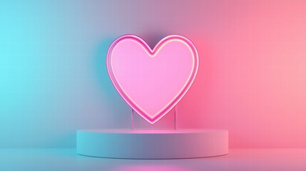 Digital Art Valentine's Day Podium Aesthetic Romantic Setting with Heart Lighting