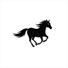  Retro Wild Horse Galloping with Dust Trail Silhouette Vector Art