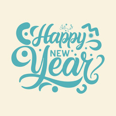 Happy new year typography design for t-shirt design