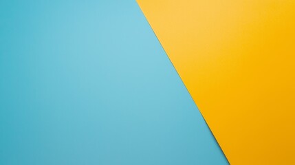 A minimalist image featuring a diagonal split of blue and yellow surfaces.