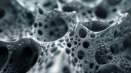 a 3D rendering of interconnected shapes and forms, exploring depth and dimension through light and shadow
