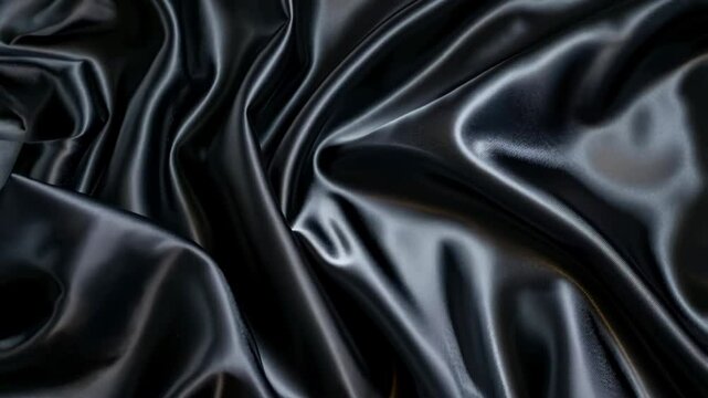 Smooth black satin texture with curves with copy space