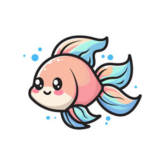 Cute Cartoon Goldfish Illustration With Colorful Fins & Cheerful Expression