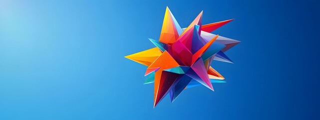 Abstract stars, polygonal shapes, colorful background, vector illustration, geometric art style