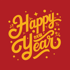 Happy new year typography design for t-shirt design