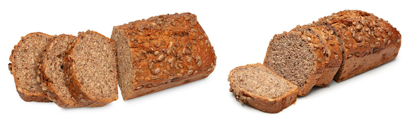 sliced freshly baked bread isolated on white background. clipping path