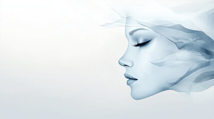 Abstract frosted woman with soft flowing features in white tones