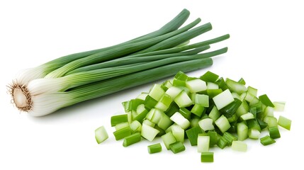 Chopped Green Onion isolated in white background