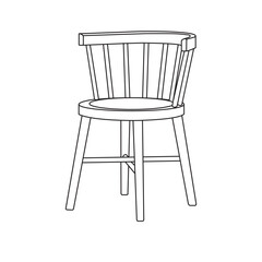 Rocking chair vector hand drawn illustration. Colored furniture for living room. Comfortable home wooden chair. Isolated flat object on white background.Folding chair with arms vector flat.