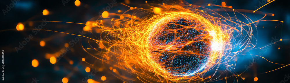 Aufkleber an abstract representation of energy flow and dynamic movement in a digital design.