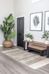 Fototapeta premium Minimalist and Stylish Entryway with Tropical Plants and Wall Art