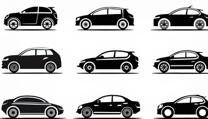 pack of nine car silhouettes