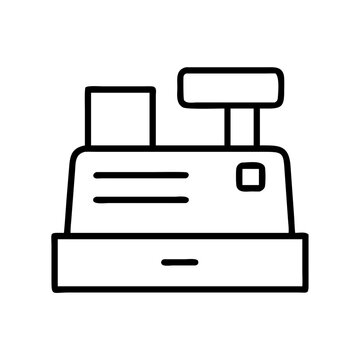 recommend clip art: cash register icon, shopping vector icon, ecommerce vector icon - black outline icon of cash register symbolizing social media, Shopping and E-commerce in simple design.
