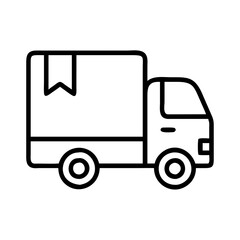 Fototapeta premium delivery truck icon, shopping vector icon, ecommerce vector icon - black outline icon of delivery truck symbolizing social media, Shopping and E-commerce in simple design.