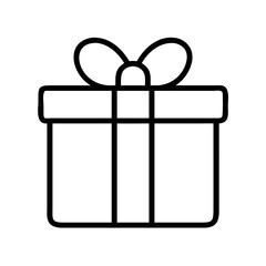 gift box icon, shopping vector icon, ecommerce vector icon - black outline icon of gift box symbolizing social media, Shopping and E-commerce in simple design.