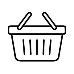 shopping basket icon, shopping vector icon, ecommerce vector icon - black outline icon of shopping basket symbolizing social media, Shopping and E-commerce in simple design.