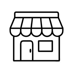 storefront icon, shopping vector icon, ecommerce vector icon - black outline icon of storefront symbolizing social media, Shopping and E-commerce in simple design.