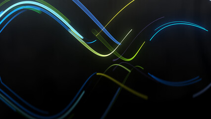 Light rays lines stripes neon color path glow. Futuristic animation for titles or logo.3D colorful lines.