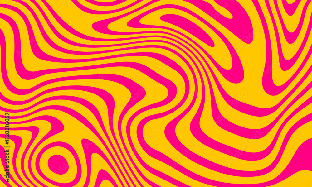 Aufkleber Abstract horizontal background with colorful waves. Trendy vector illustration in style retro 60s, 70s. Pastel colors