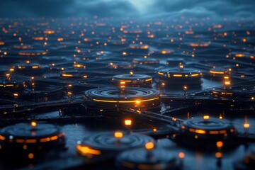 Obraz premium A sprawling network of smart factories interconnected with advanced technology for seamless production and innovation.