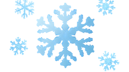 blue snowflakes. Isolated on transparent without shadow. PNG. For festive decor. Postcards, banners, flyers