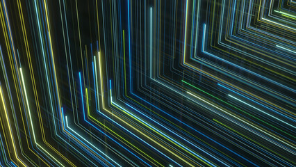 Light rays lines stripes neon color path glow. Futuristic animation for titles or logo.3D background colorful lines.5