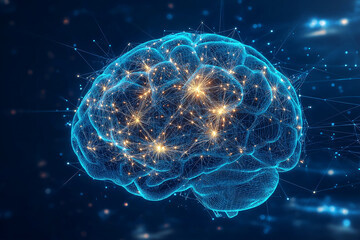 human brain 3d render illustration, generative ai