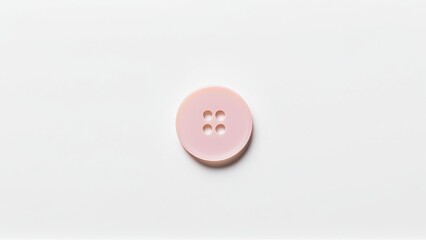 Minimalist pink button on white background, perfect for sewing or design themes.