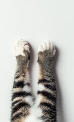 Close-Up of Cat Paws on White Background  

