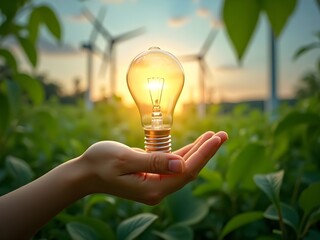 Concetto di energia alternativa e rinnovabile: solare, eolica da fonti rinnovabili
