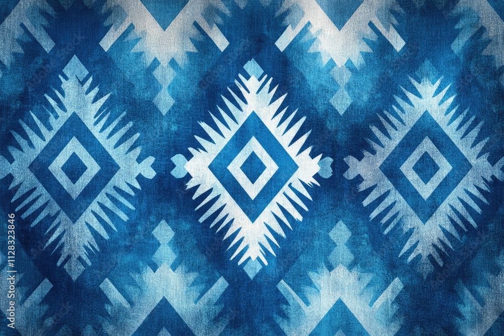 Poster Blue and white geometric pattern creating stunning visual effect