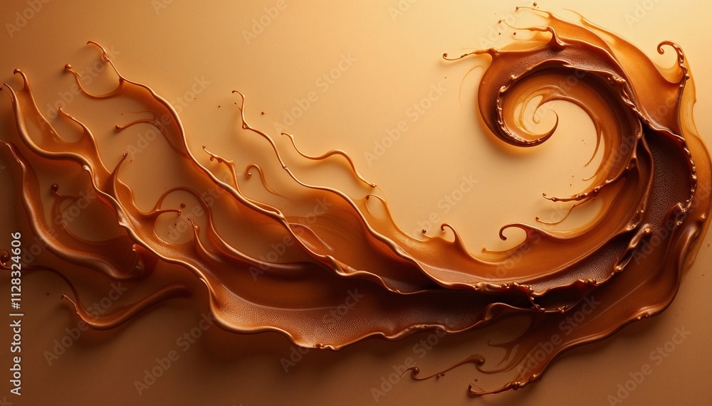 Poster abstract swirl background with flowing liquid texture in warm tones