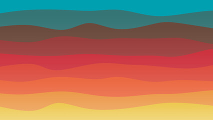 Blue, yellow and redcoloured wave patterned background with a flowing design