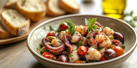 Octopus Salad with Cherry Tomatoes and Olives  

