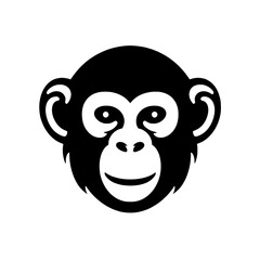 Obraz premium Simple and minimalist illustration of a chimpanzee in black and white. Suitable for a logo, icon, or emblem.