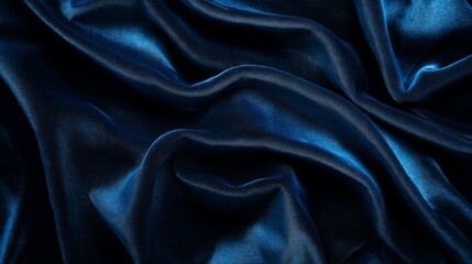 Fototapeta premium Luxurious Draped Navy Blue Satin Fabric