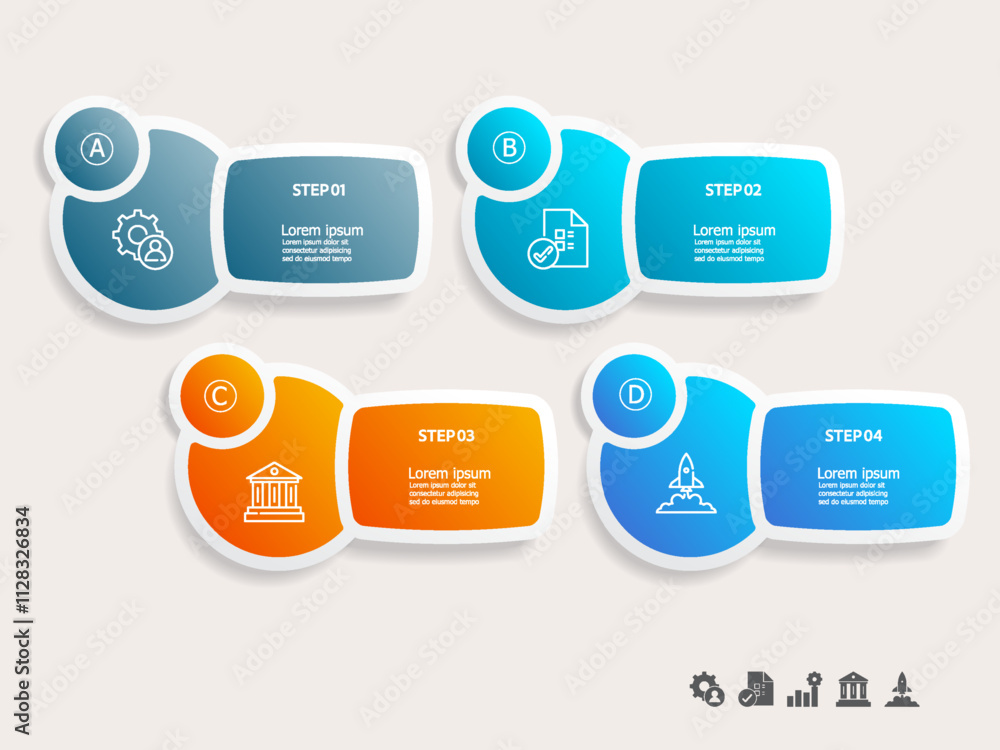 Wall mural simple infographics timeline business workflow report background with business icon 4 steps for pres