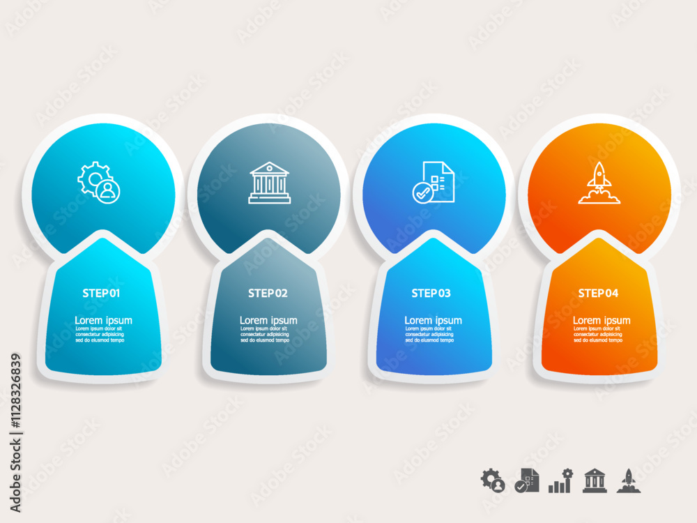 Wall mural simple infographics timeline business workflow report background with business icon 4 steps for pres