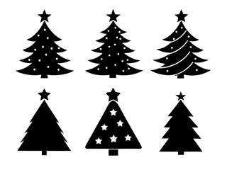 Obraz premium set of christmas trees silhouete vector on white background