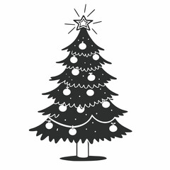 christmas tree with beautiful decoration silhouette vector