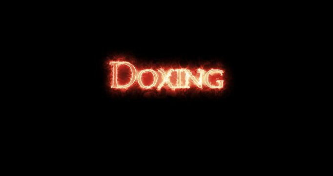 Doxing written with fire. Loop