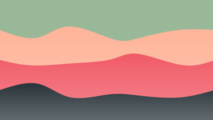 Green, black and pink coloured wave patterned background with a flowing design