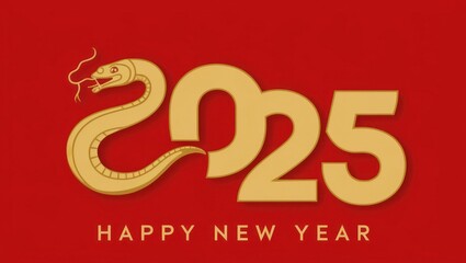Golden Snake Design for Happy New Year Two Thousand Twenty Five